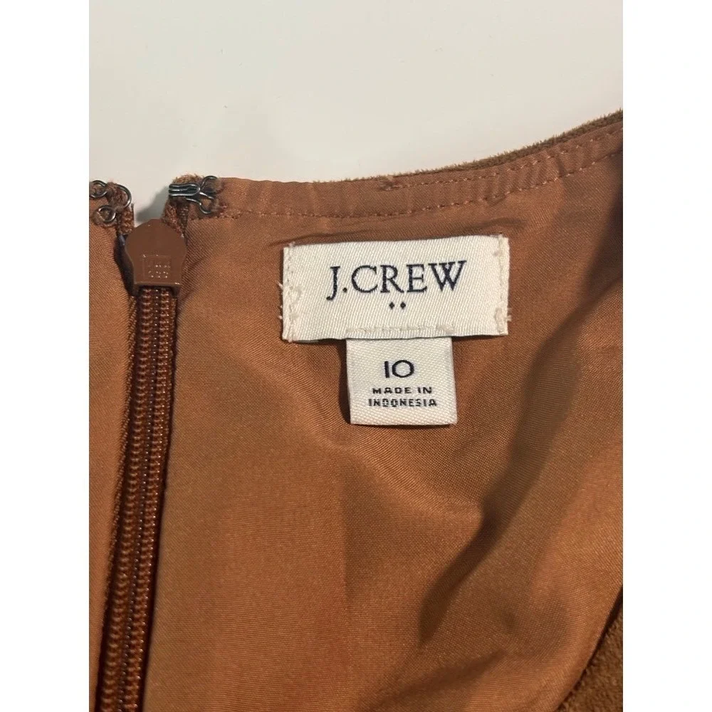 J Crew Drop‎ Waist Mini Dress Faux Suede Zip Size 10 Boho Festival 70's Cowgirl